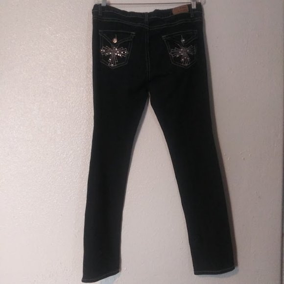 Y-Jeans women's size 15 (juniors) S. Skinny dark blue jeans - Picture 4 of 14